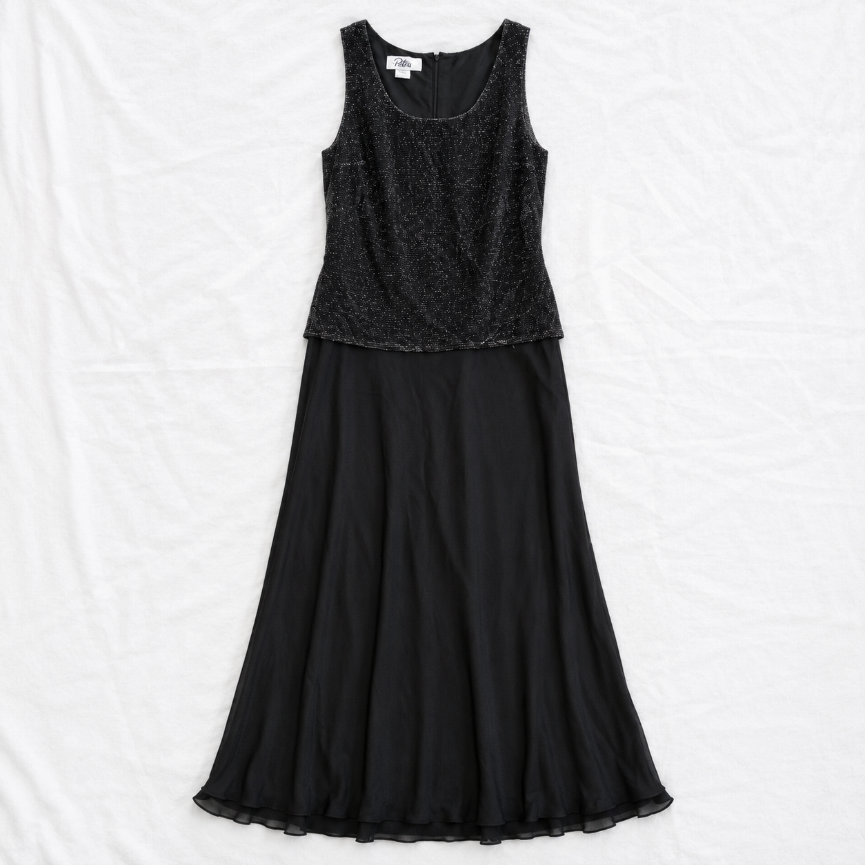 Patra Vintage Black Metallic Shift Dress Womens 10 Medium
