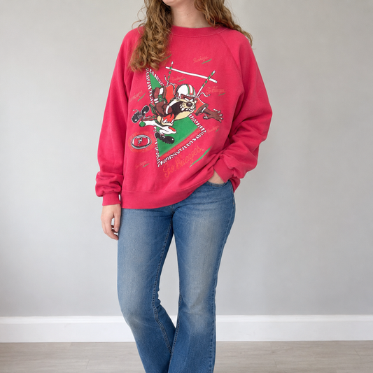 Hanes Ohio State Vintage Red Taz Looney Tunes Sweatshirt Mens Xsmall