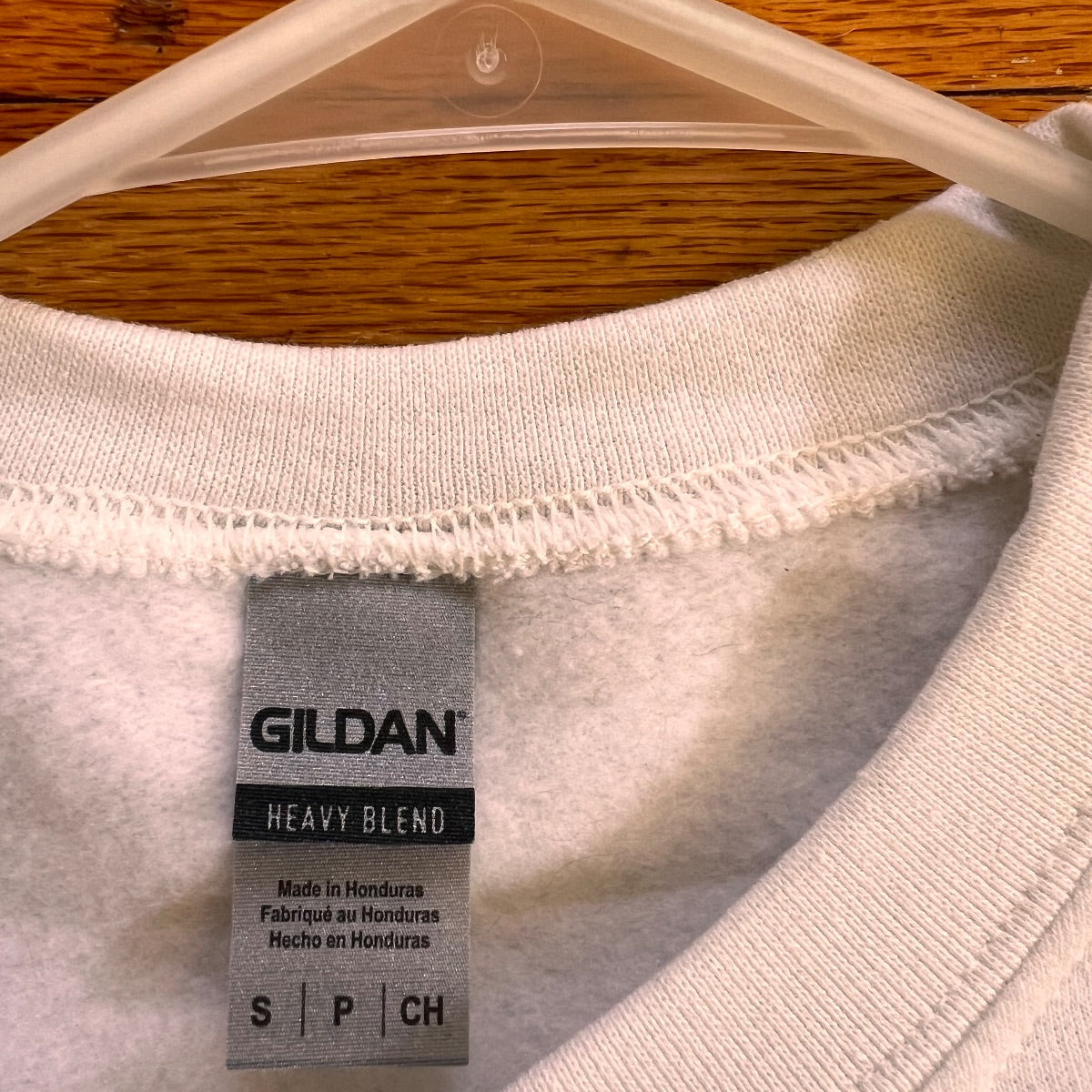 White Gildan sweatshirt with humorous Michael Jordan basketball graphic and misspelled text, long sleeve crewneck style image 4
