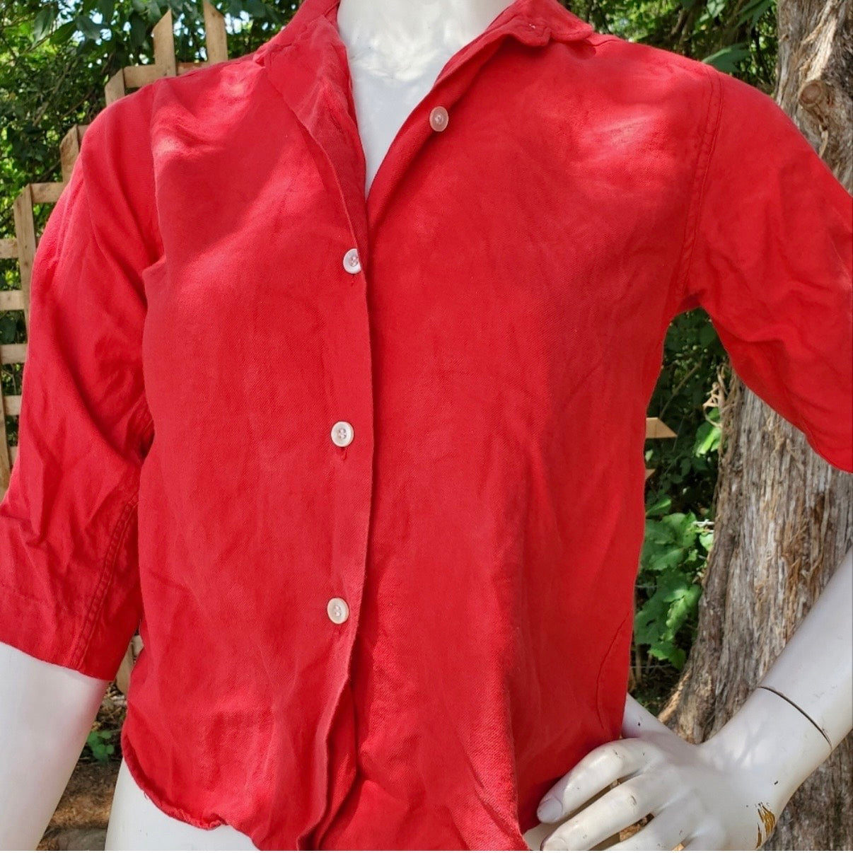 Aansworth Vintage Red Cotton Button-up Shirt Womens XSmall Small