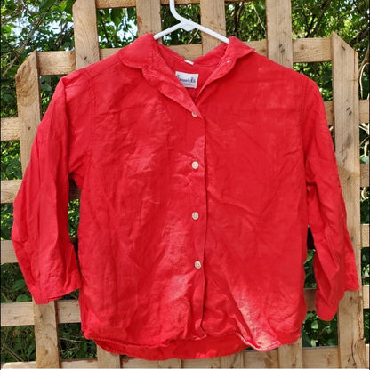 Aansworth Vintage Red Cotton Button-up Shirt Womens XSmall Small
