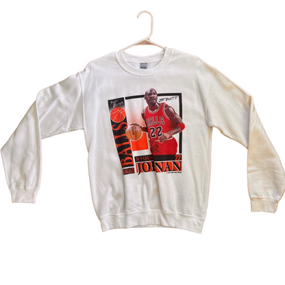 Gildan Michael Jornan Gag Joke White Graphic Sweatshirt Womens Small