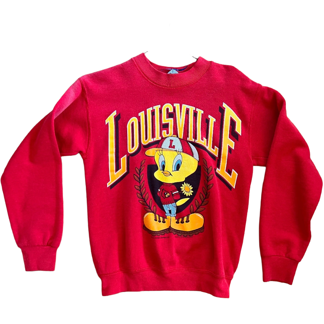 Looney Tunes Vintage Tweety Bird Red Louisville Solid Sweatshirt Womens Small