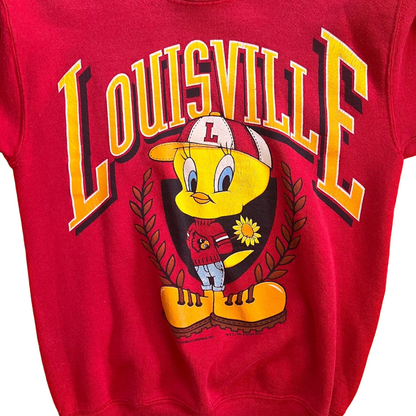 Looney Tunes Vintage Tweety Bird Red Louisville Solid Sweatshirt Womens Small