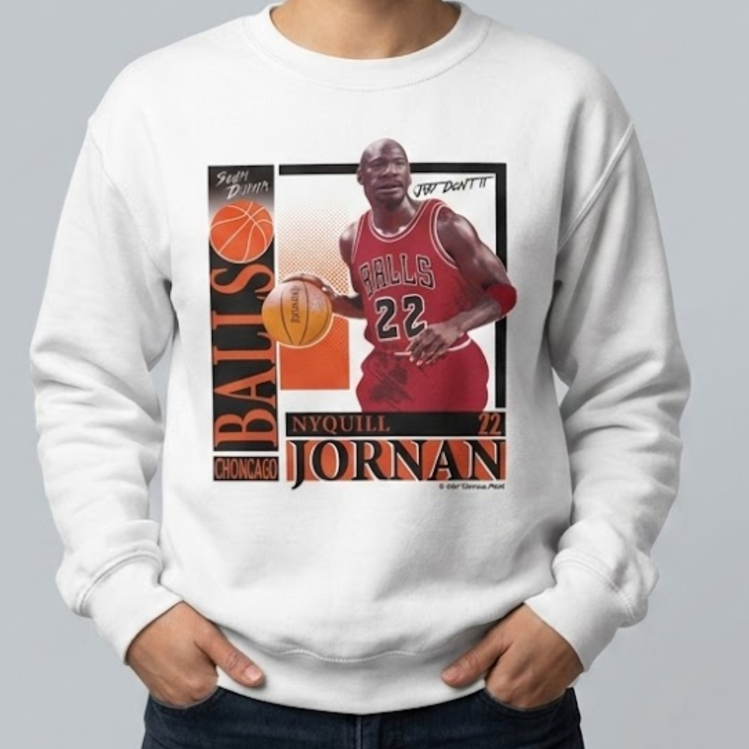 Gildan Michael Jornan Gag Joke White Graphic Sweatshirt Womens Small