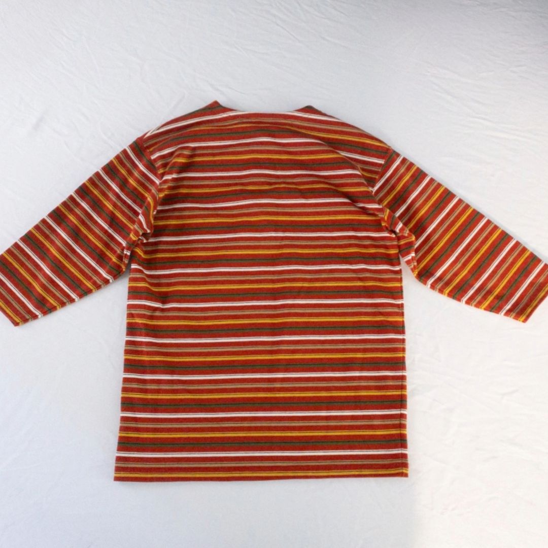 Chaus vintage striped orange and red top with 3/4 length sleeves and button front image 7