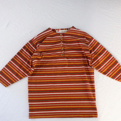 Chaus vintage striped orange and red top with 3/4 length sleeves and button front image 11