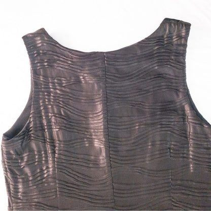 Joseph Ribkoff black pleated sleeveless minidress hanging on hanger with textured fabric image 8