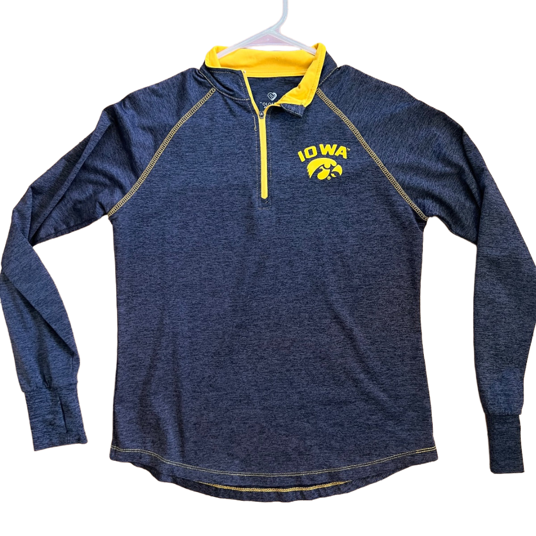 Colosseum Iowa Hawkeyes Gray & Gold Solid Quarter Zip Womens Medium