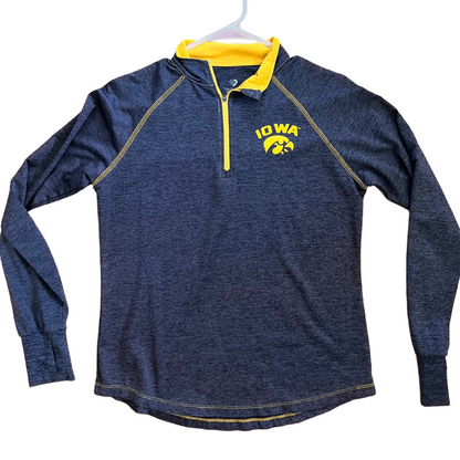 Colosseum Iowa Hawkeyes Gray & Gold Solid Quarter Zip Womens Medium