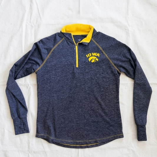 Colosseum Iowa Hawkeyes Gray & Gold Solid Quarter Zip Womens Medium