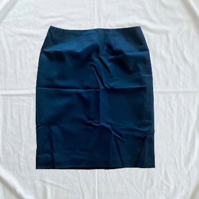 Pendleton vintage navy pencil skirt laid flat showing front and back views with tags and seams details