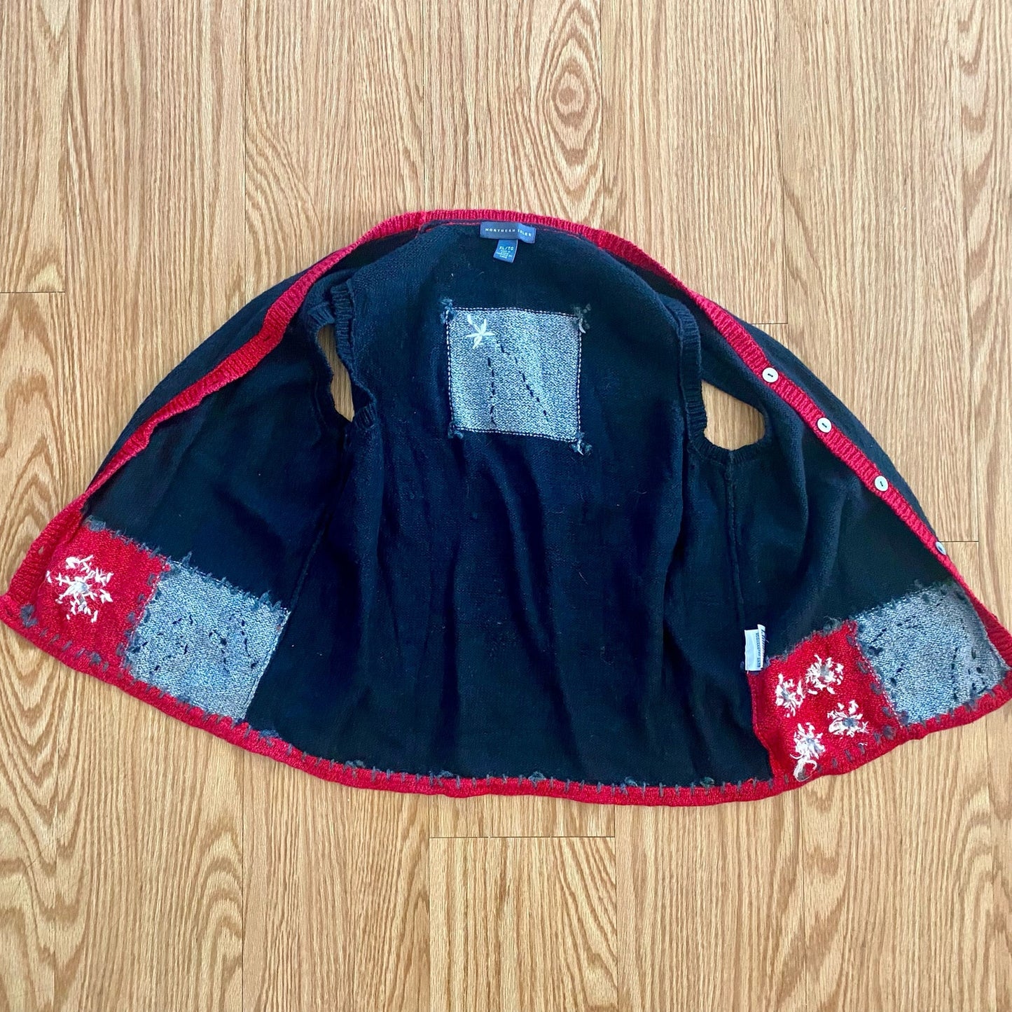 Northern Isles Embroidered Holiday Wool Ramie Sweater Vest Womens XLarge