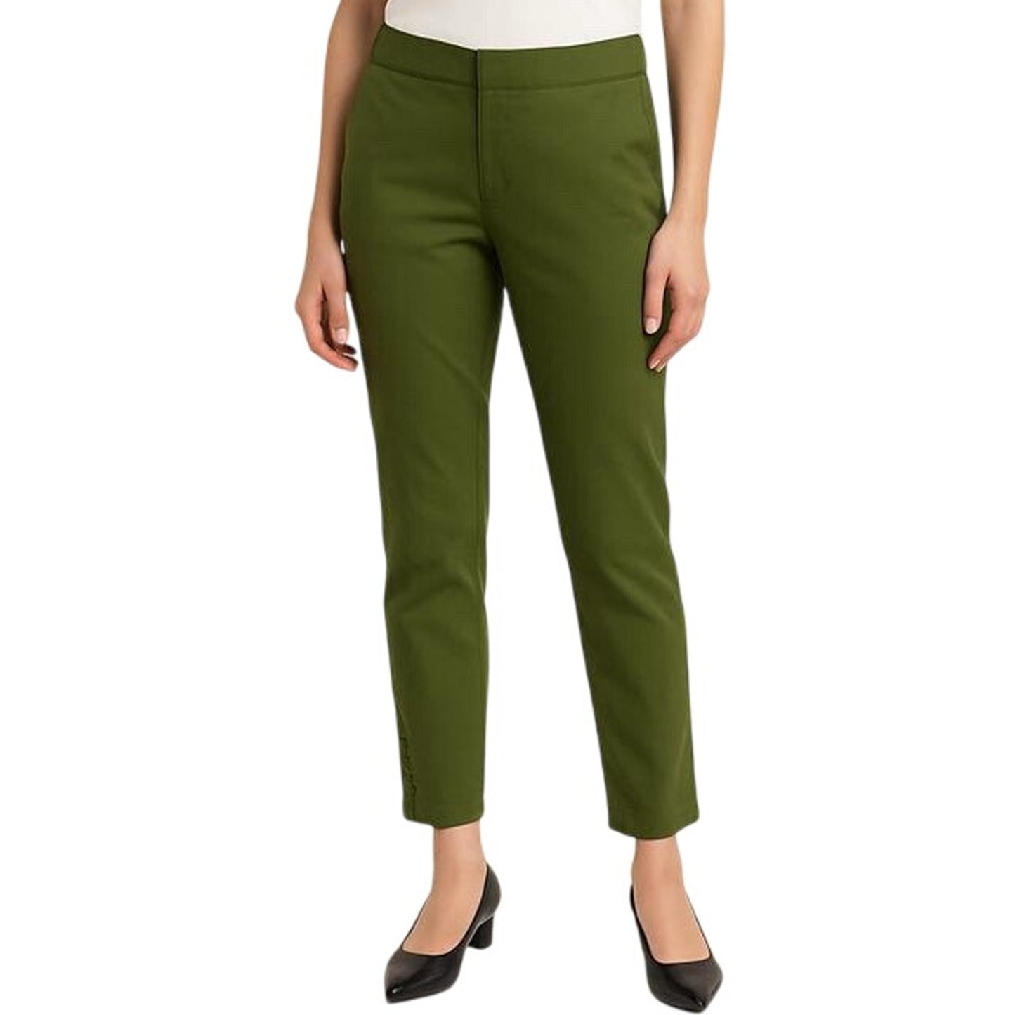 Liz Claiborne Career Green Cropped Button Pants Trousers Womens 4