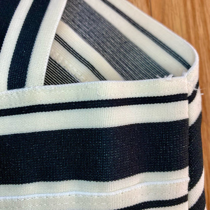 Anthropologie Maeve Black White Crosswise Stripe Fit & Flare Mini Dress Womens 6