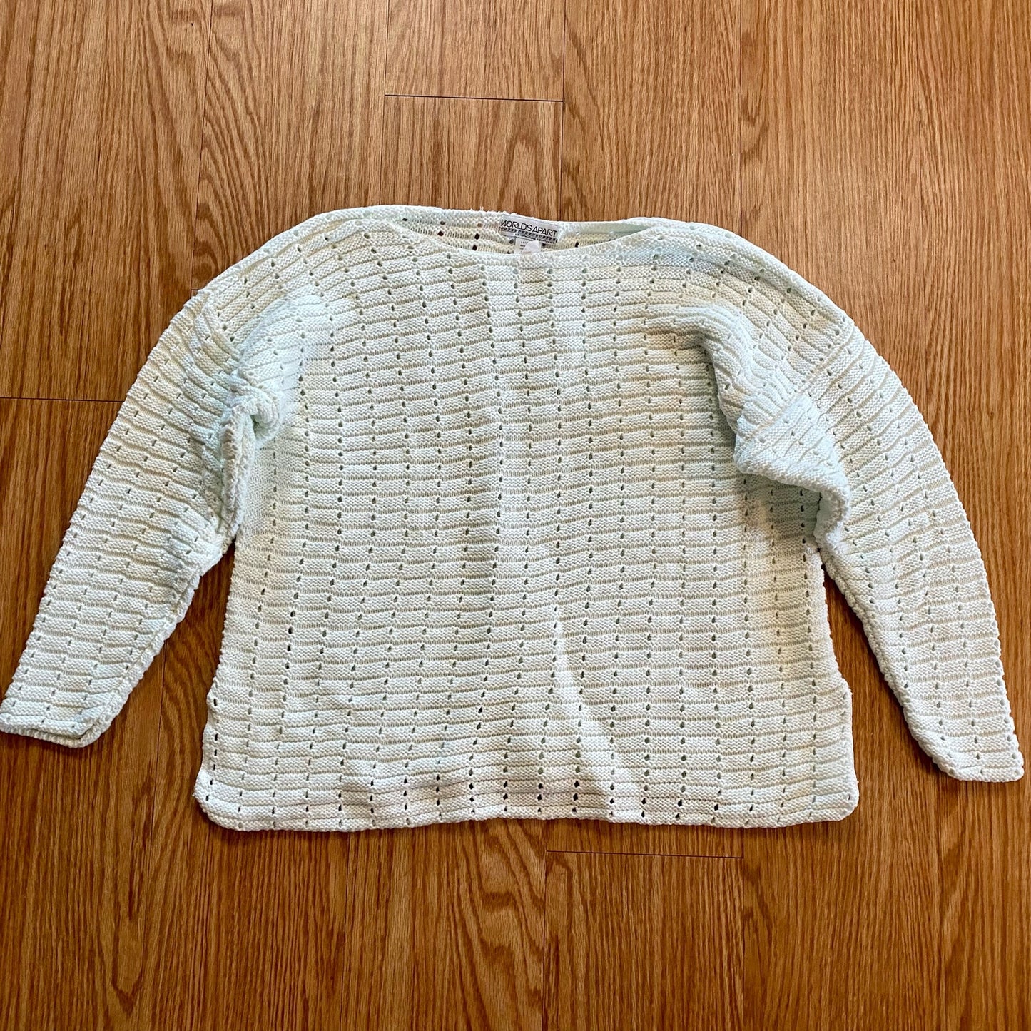 Worlds Apart White Minimalist Knit Sweater Womens Small