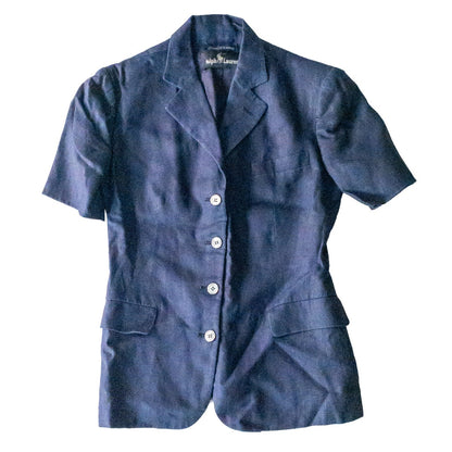 Ralph Lauren Black Label Vintage Blue Linen Blazer Jacket Womens 4-6 Small