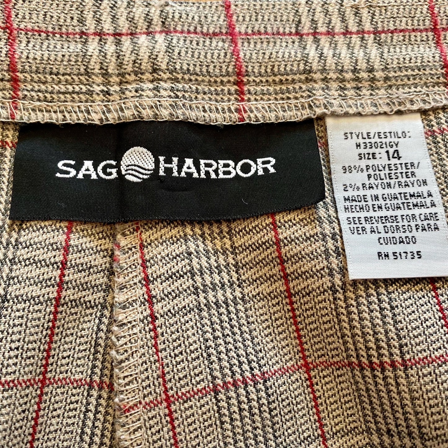 Sag Harbor Vintage Gray Plaid Straight Leg Trousers Pants Womens 12 / 14 Large