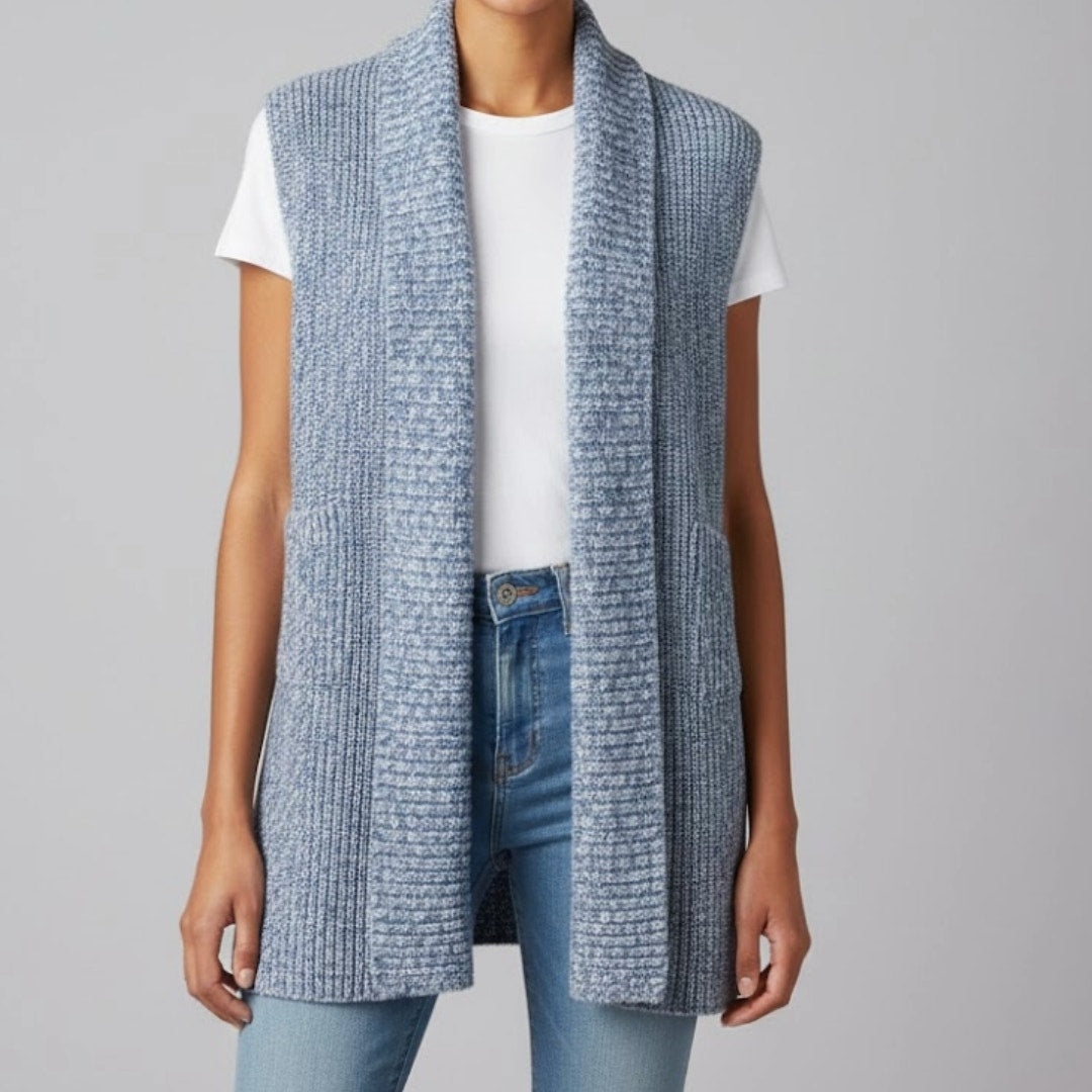 CAbi Love Carol Napa #3165 Blue Knit Duster Sweater Vest Womens XXS
