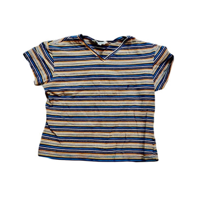 Guess Y2k Blue Orange Striped Cropped Tee Shirt Youth XLarge Womens Small/Medium