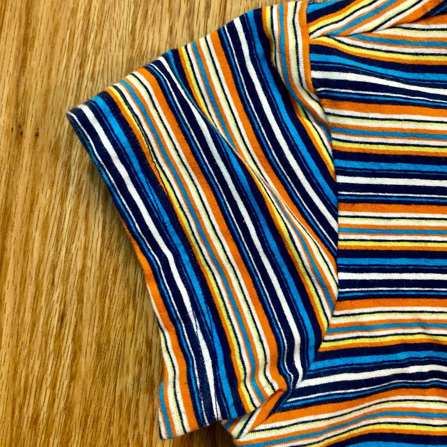 Guess Y2k Blue Orange Striped Cropped Tee Shirt Youth XLarge Womens Small/Medium