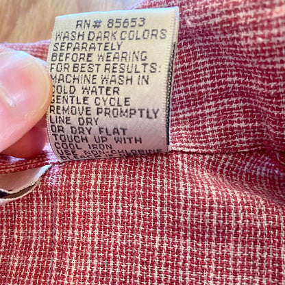 Koret Vintage Red Gingham Beaded Embroidered Button-up Shirt Womens Large