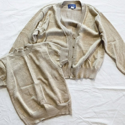 Willow Ridge Vintage Metallic Gold Shirt Cardigan Set Womens Medium
