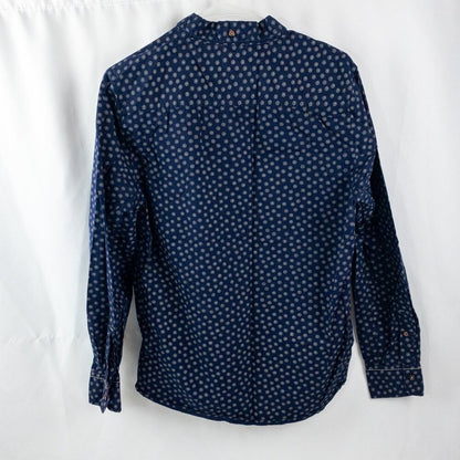 Paper Denim & Cloth Navy Floral Print Button Down Shirt Mens Medium
