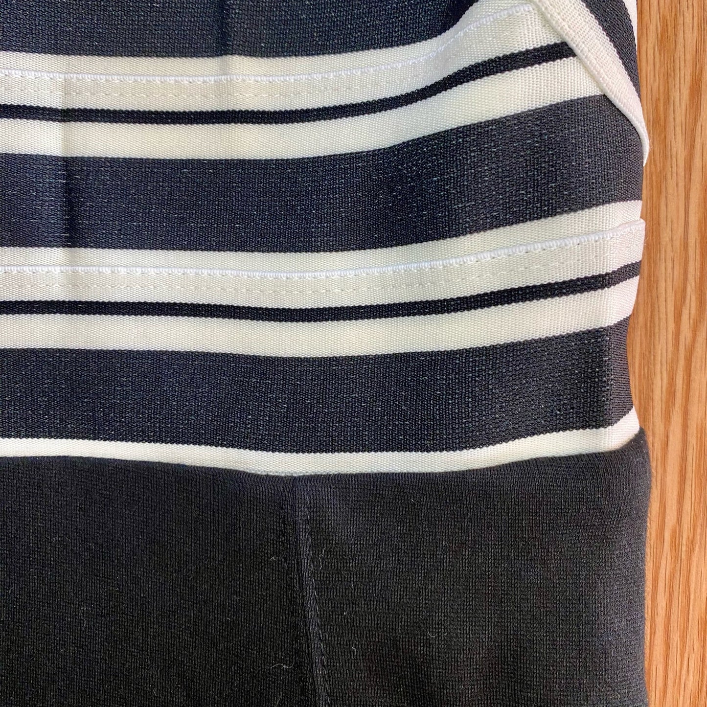 Anthropologie Maeve Black White Crosswise Stripe Fit & Flare Mini Dress Womens 6