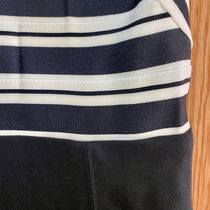 Anthropologie Maeve Black White Crosswise Stripe Fit & Flare Mini Dress Womens 6