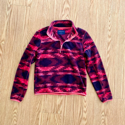 Aeropostale Pink Tribal Fleece Quarter Zip Sweater Top Womens Medium