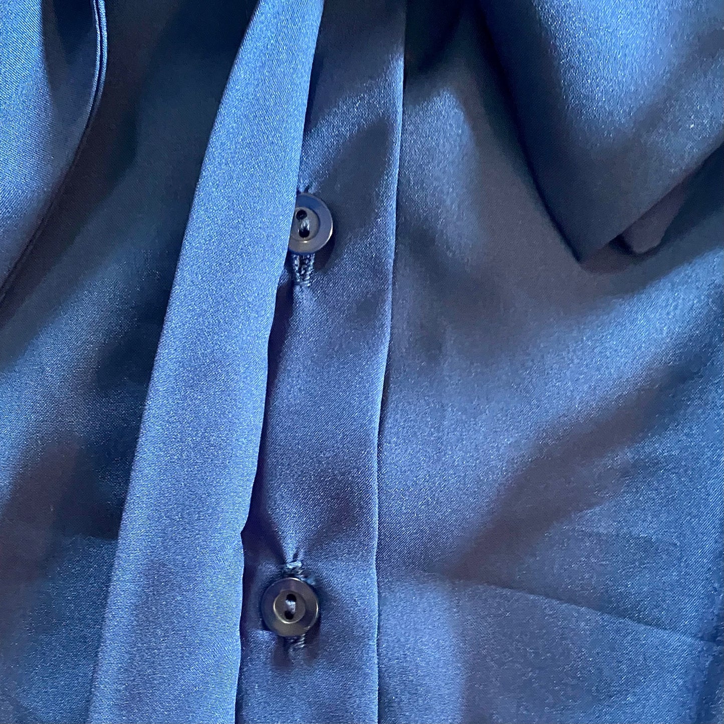 Judy Bond Vintage Blue Button-up Bow Blouse Womens 12 Petite