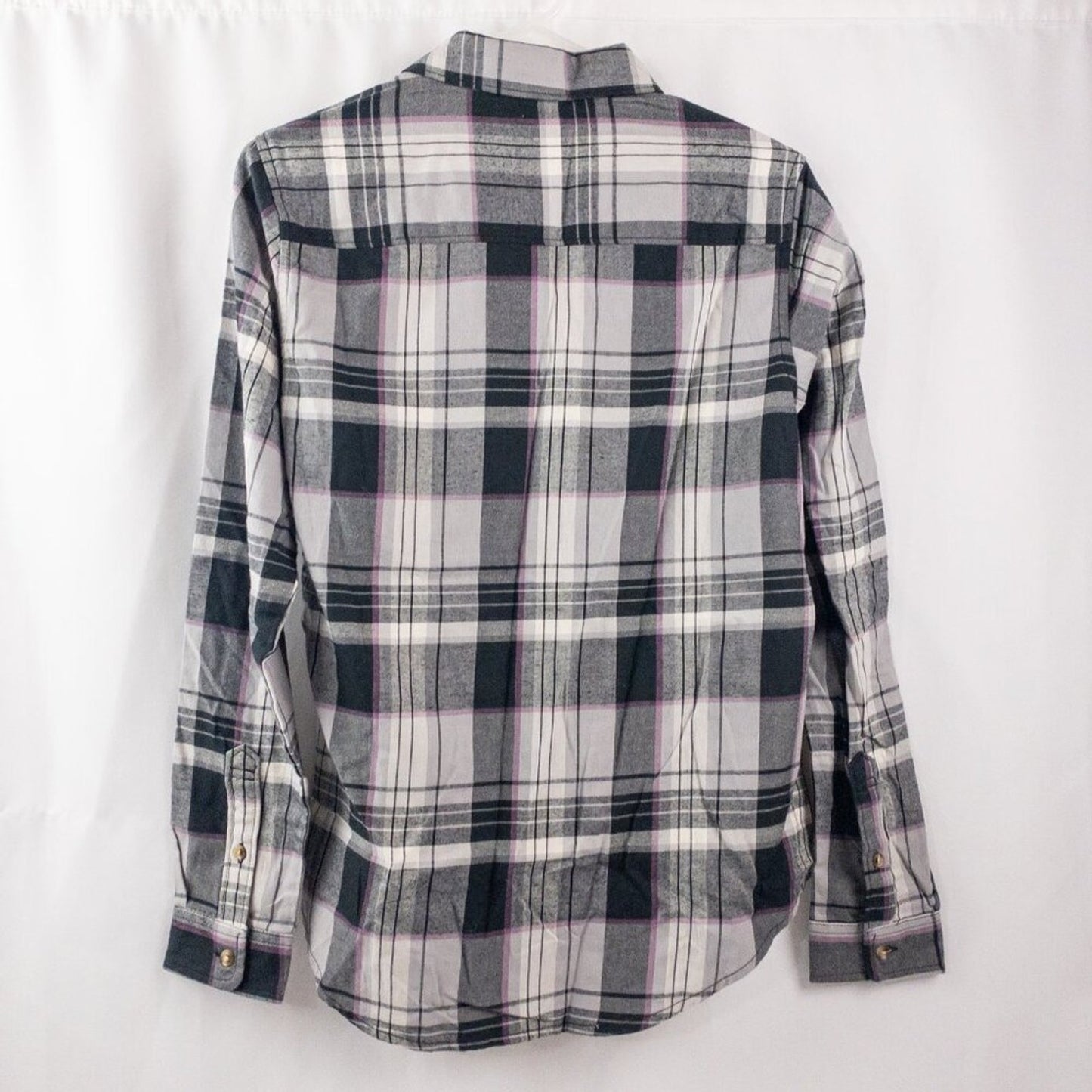 The North Face Berkeley Gray Plaid Organic Cotton Flannel Shirt Womens Medium