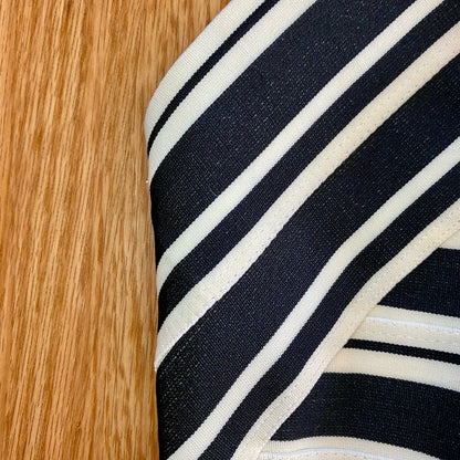 Anthropologie Maeve Black White Crosswise Stripe Fit & Flare Mini Dress Womens 6