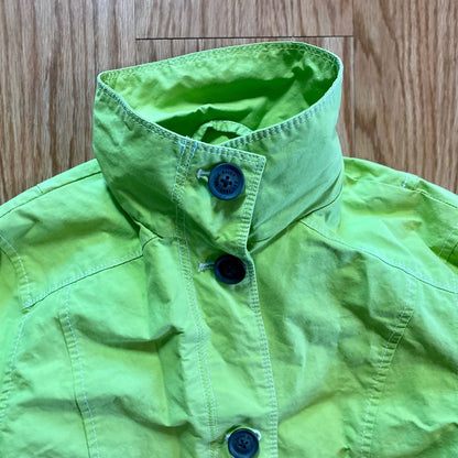 Eddie Bauer Lime Green Y2k Trench Coat Jacket Womens Small