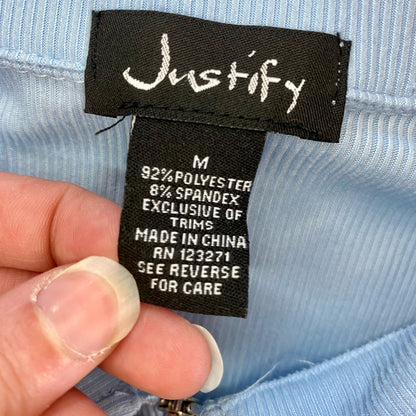 Justify Zip Blue Polo Mini Shirt Dress Juniors Medium Womens XSmall