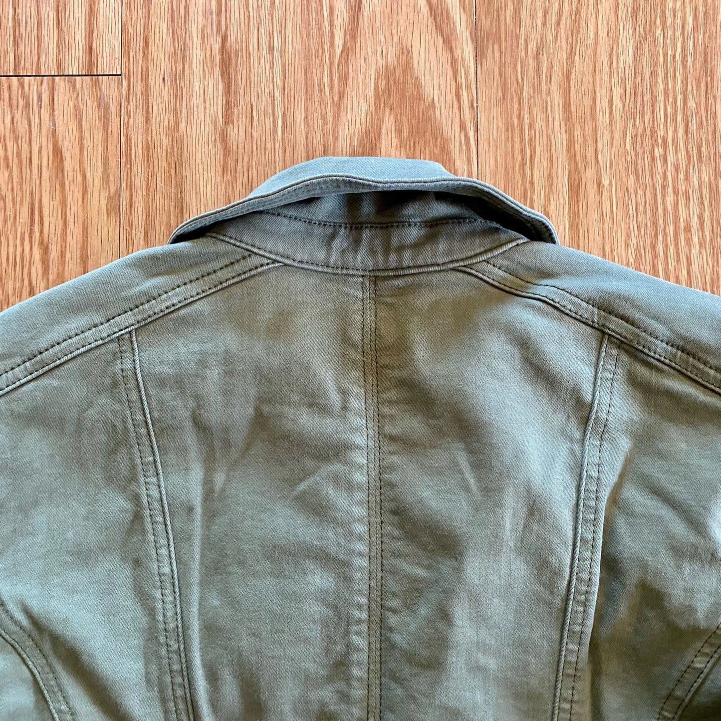 White House Black Market Olive Green Cotton Moto Jacket Womens 0