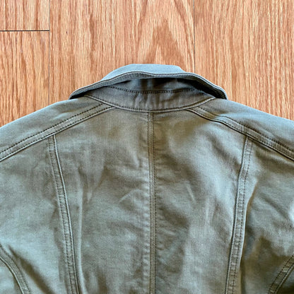 White House Black Market Olive Green Cotton Moto Jacket Womens 0