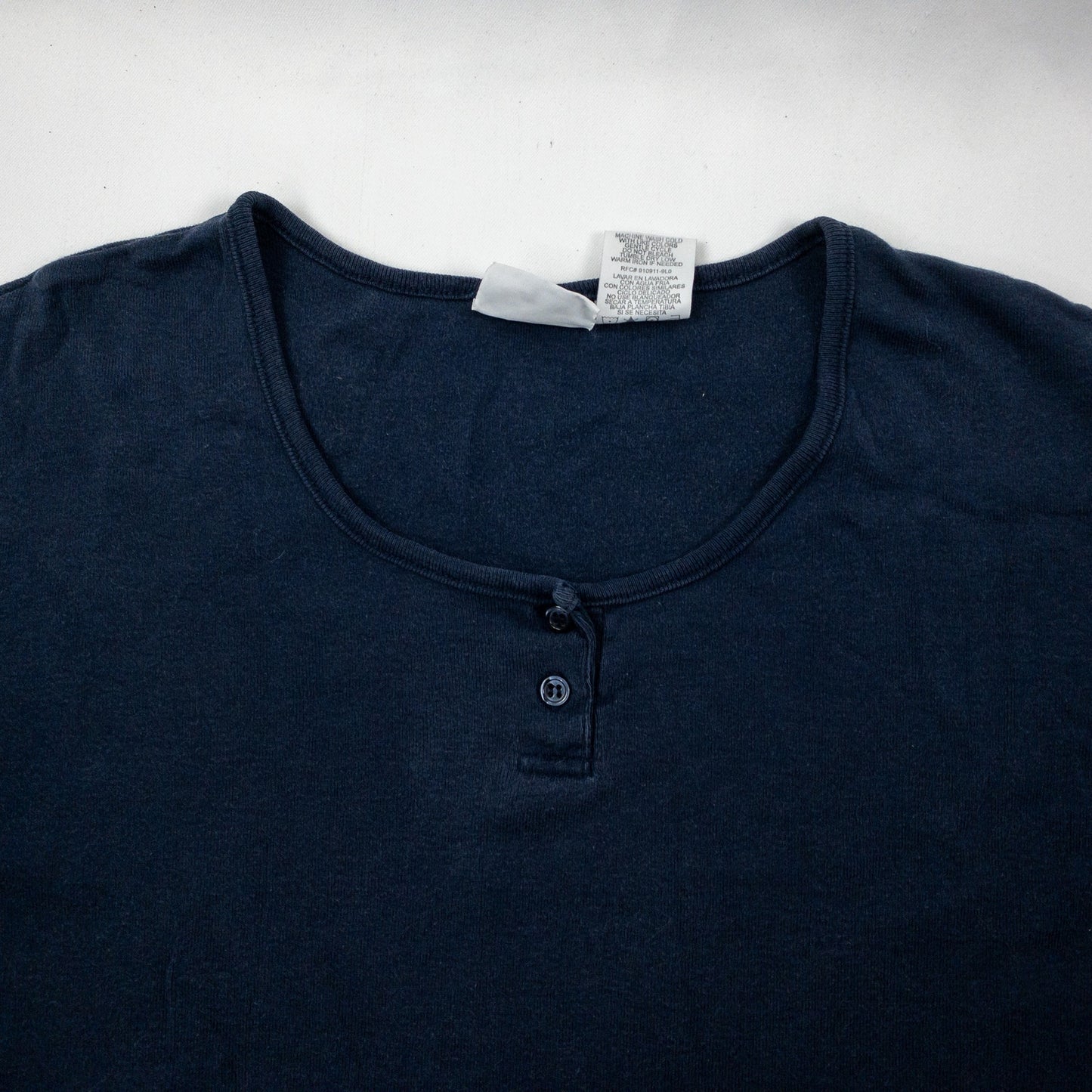 Bobbie Brooks Vintage Navy Blue Button Tee Shirt Womens XLarge