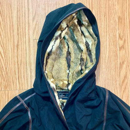 Leilian Esports Black Brown Japanese Faux Fur Coat Womens 4
