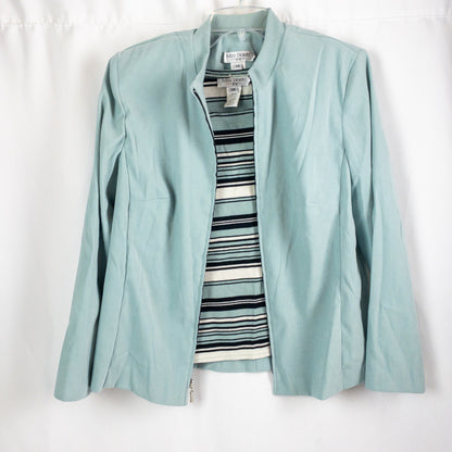 Miss Dorby Pastel Blue Faux Suede Jacket & Tank Set Womens 8 Medium