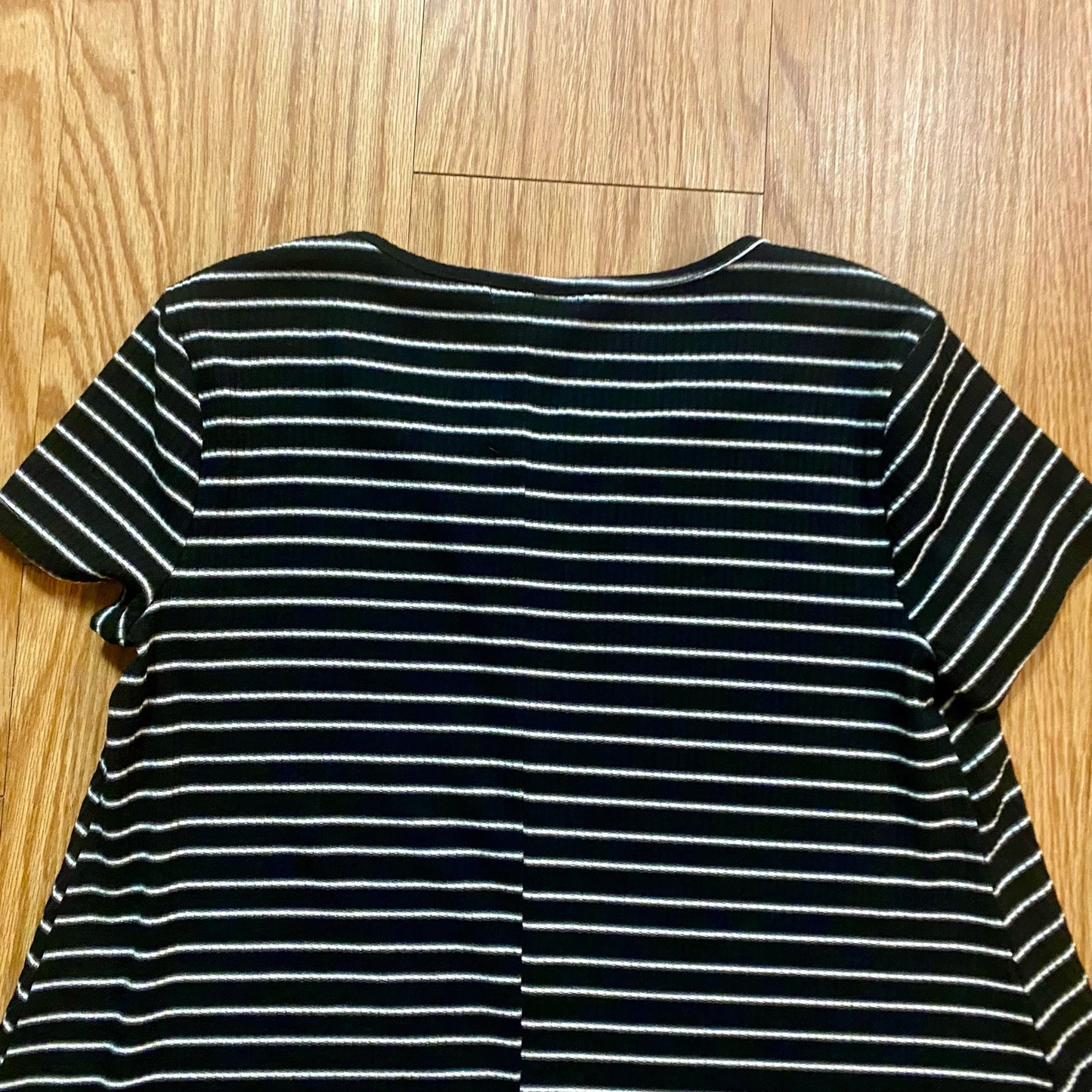 Love Fire Black White Striped Comfy A-Line Swing Dress Womens Medium