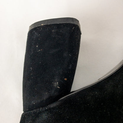 Nine West KerryLeeo Black Suede Button Ankle Booties Boots Womens 8.5