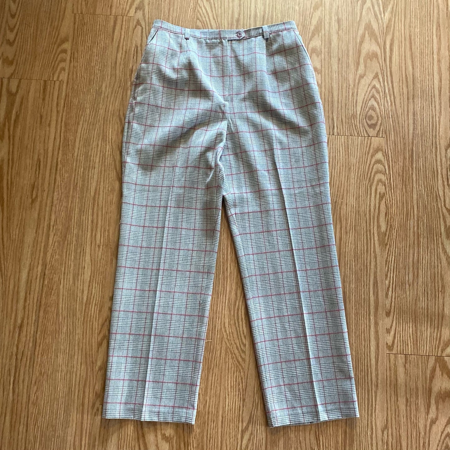 Sag Harbor Vintage Gray Plaid Straight Leg Trousers Pants Womens 12 / 14 Large