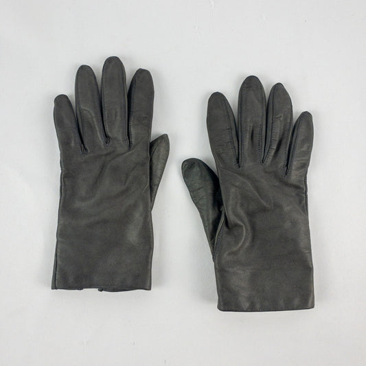 Fownes Vintage Dark Gray Leather Gloves Womens Medium 7