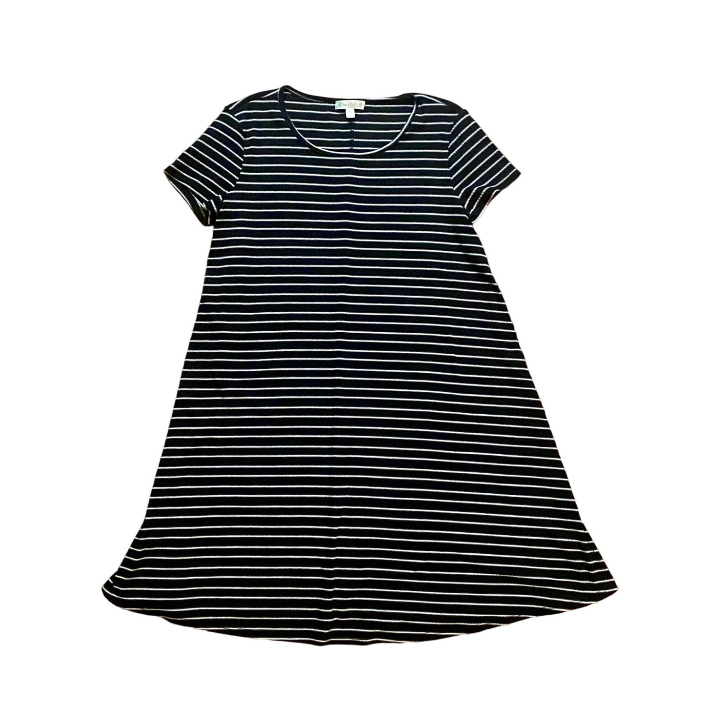 Love Fire Black White Striped Comfy A-Line Swing Dress Womens Medium