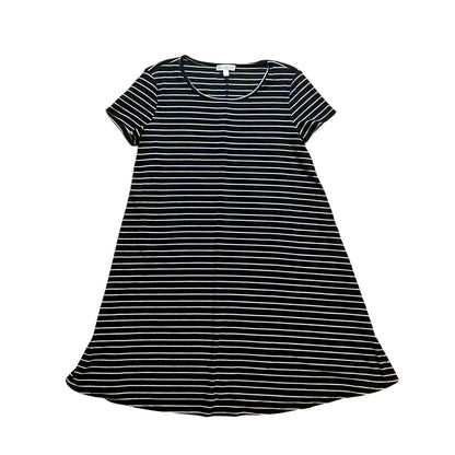 Love Fire Black White Striped Comfy A-Line Swing Dress Womens Medium