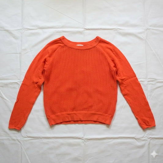 Forever 21 Orange Woven Knit Cotton Sweater Womens Medium