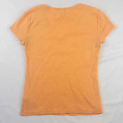 Tommy Hilfiger Orange Peach V Neck Tee Shirt Womens Medium