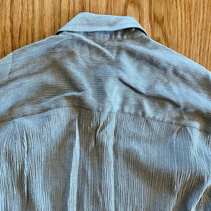 Merona Vintage Gray Crinkled Minimalist Button Slim Shirt Mens Small / Medium